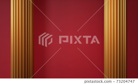 Gold pillar background on red wallpaper, 3D rendering 73204747