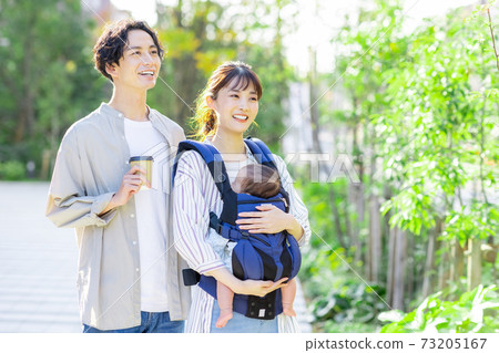 幾個抱著一個嬰兒走到外面 73205167