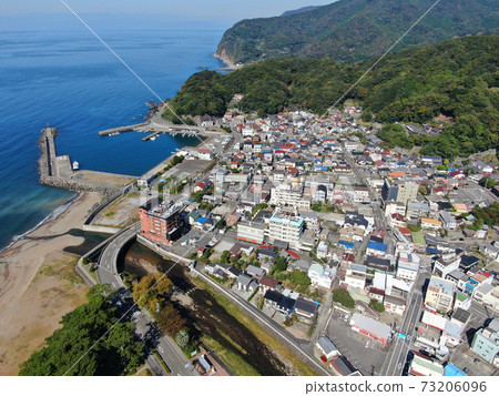 Aerial view of the streets of Toi Onsen Aerial view of the streets of Toi Onsen 73206096