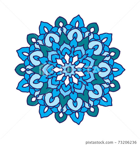 Round flower mandala in blue colors. 73206236