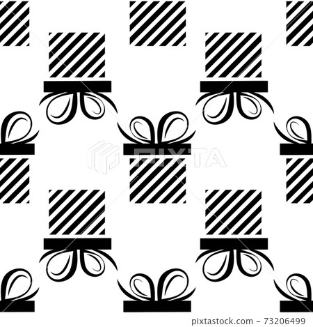 seamless pattern black silhouette gift box. flat 73206499