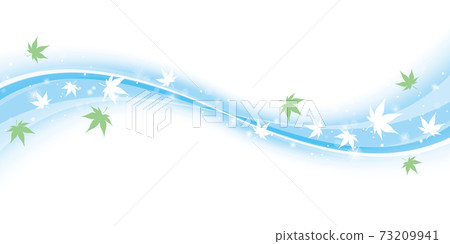 Maple leaves and light blue waves 73209941