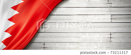 Bahrain flag on old white wall banner Bahrain flag on old white wall banner 73211317