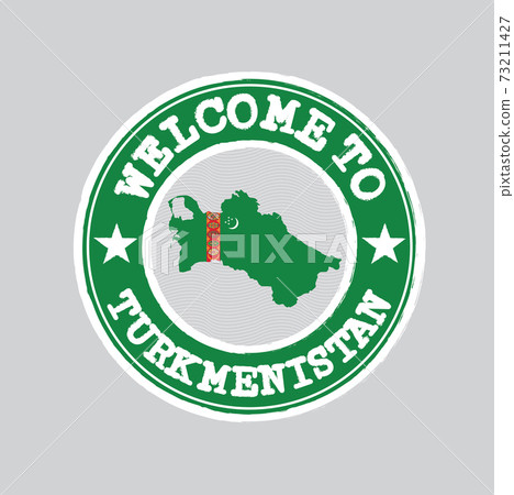 Vector stamp of welcome to Turkmenistan with map outline of the nation in center. Vector stamp of welcome to Turkmenistan with map outline of the nation in center. 73211427