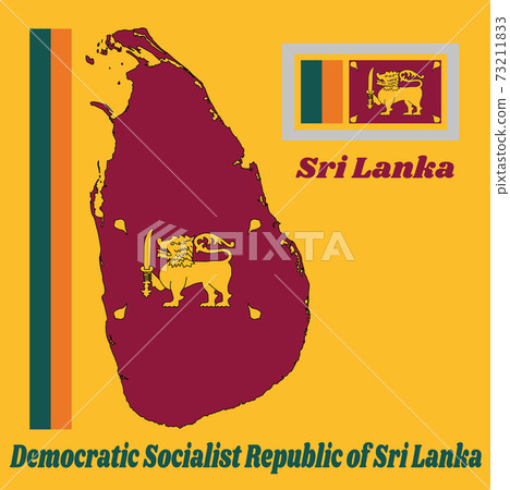 Map Outline And Flag Of Sri Lanka Four Color Stock Illustration 73211833 Pixta