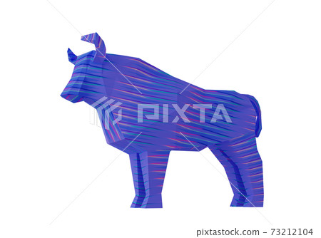 Polygonal Blue Striped Stylized Bull, a symbol of the new year 2021, 3d render Polygonal Blue Striped Stylized Bull, a symbol of the new year 2021, 3d render 73212104