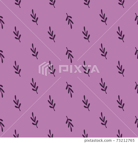 Abstract little leaf branches nature seamless pattern. Purple background. Botanic artwork. 73212765