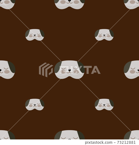 Dog head gray color geometric seamless pattern on dark brown background. Children graphic design element for different purposes. 73212881