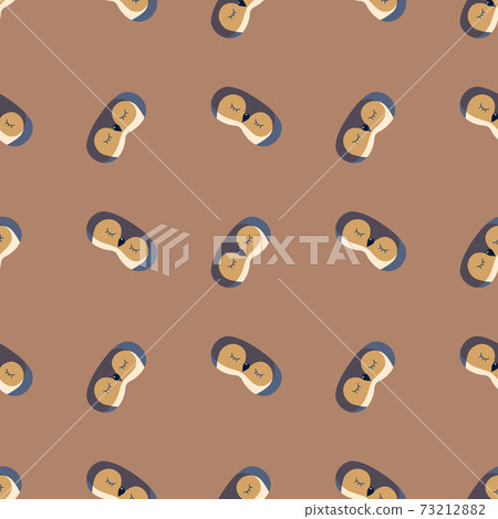 Penguin dark blue color geometric seamless pattern on brown background. Children graphic design element for different purposes. Penguin dark blue color geometric seamless pattern on brown background. Children graphic design element for different purposes. 73212882
