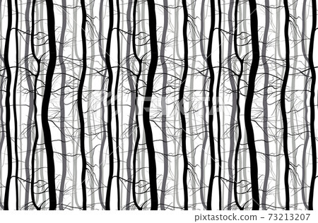 Forest Branches seamless pattern. Monochrome spring, winter bare trees  illustration. 73213207
