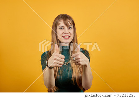 Showing thumbs up, like sign Positive something good happened finger gesture Showing thumbs up, like sign Positive something good happened finger gesture 73213253