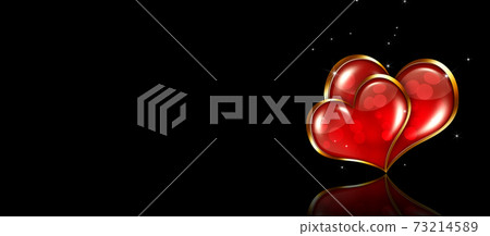 pair of golden jewelery hearts 73214589