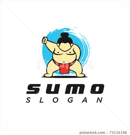 Sumo wrestler Logo sign, Fat, overweight man, Traditional sport of Japan. Branding Identity Corporate vector logo design Flat Style  73216196