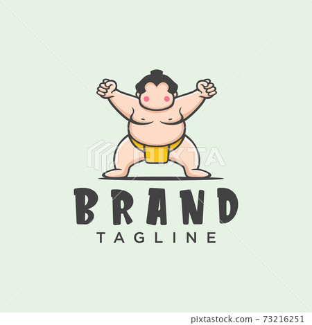 Sumo wrestler Logo sign, Fat, overweight man. Traditional sport of Japan. Branding Identity Corporate vector logo design Flat Style  73216251