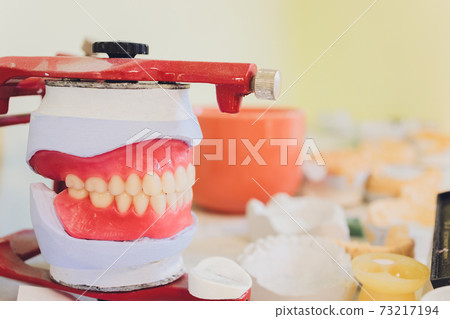 The process of making a dental prosthesis in a dental laboratory. 73217194