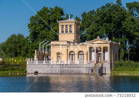 Russia. Saint-Petersburg. Summer view of the Tsaritsyn Pavilion on Olgin Pond in Petrodvorets. 73218032