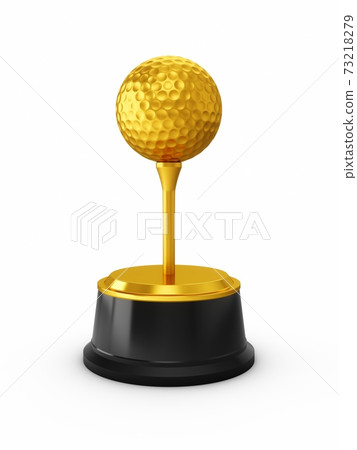 3D Rendering golden golf trophy on white background 3D Rendering golden golf trophy on white background 73218279