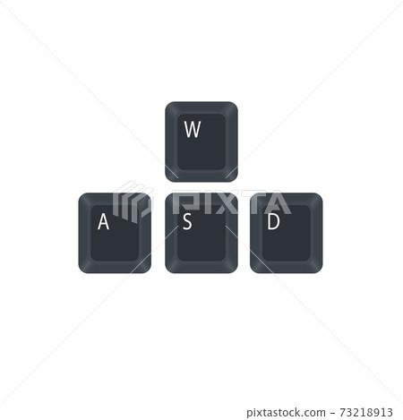 W, A, S and D computer key button vector isolated on white background. They are used in place of the arrow keys. 73218913