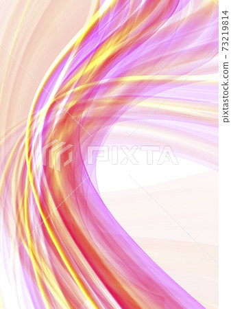 Falling intersecting transparent wide pink and yellow curved stripes on a vertical white background 73219814