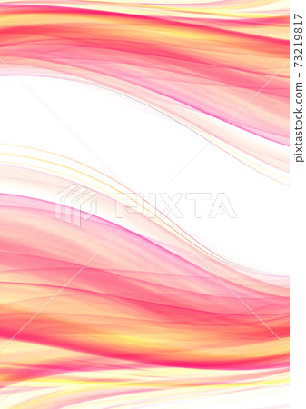 White background covered with a group of flowing intersecting transparent pink, lilac and yellow curved stripes on top and bottom 73219817