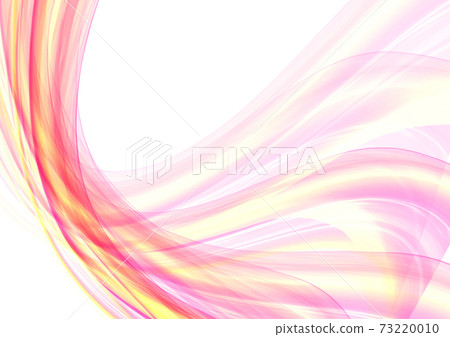 Falling down diverging wide transparent curved pink stripes intersecting with yellow stripe on white background Falling down diverging wide transparent curved pink stripes intersecting with yellow stripe on white background 73220010