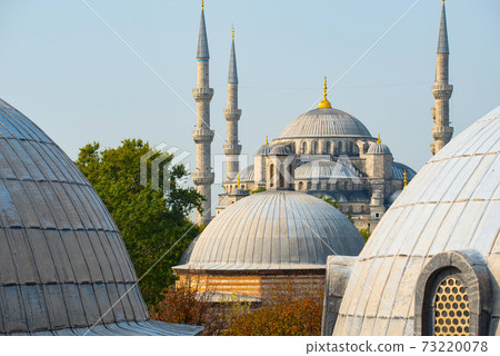 View from Hagia Sofia over the roofs on the Blue Mosque - Istanbul, Turkey 73220078