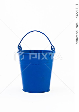 blue metal bucket decorative isolated on white background 73221101