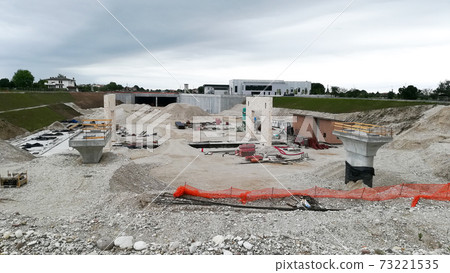 Highway construction site view. Civil engineering Highway construction site view. Civil engineering 73221535