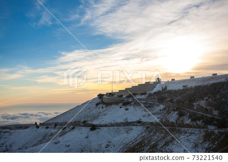 Sunset at the war memorial, Grappa mount, Italy 73221540