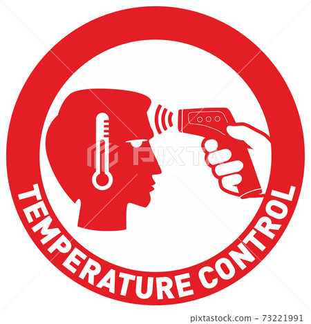 Simple Flat Illustration Showing Body Temperature Check Sign During Covid-19 Outbreak. Man silhouette Simple Flat Illustration Showing Body Temperature Check Sign During Covid-19 Outbreak. Man silhouette 73221991