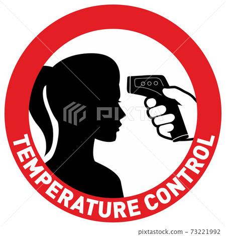 Simple Flat Illustration Showing Body Temperature Check Sign During Covid-19 Outbreak. Woman silhouette 73221992