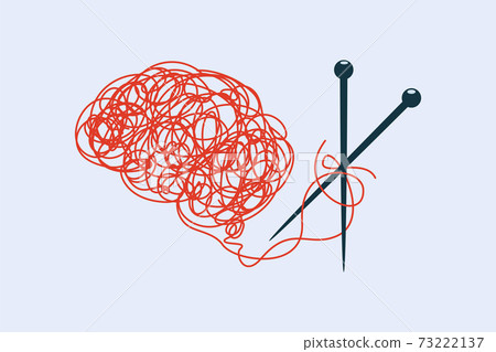 an outline of a brain and the needles. Isolated Vector Illustration an outline of a brain and the needles. Isolated Vector Illustration 73222137