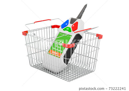 Shopping basket with nitrate tester, 3D rendering Shopping basket with nitrate tester, 3D rendering 73222241