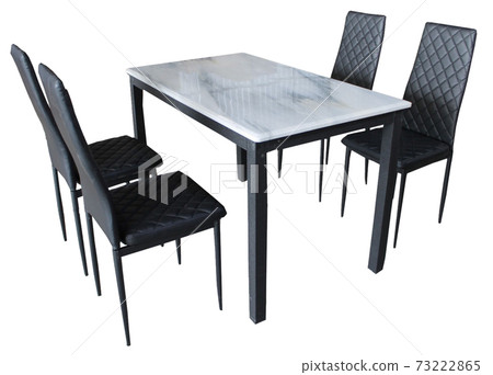 Dining Table and chairs isolated on white background. Luxury and modern dining table sets in different style and sizes. Stone table top, tempered glass, wooden table top and comfortable dining chairs. Dining Table and chairs isolated on white background. Luxury and modern dining table sets in different style and sizes. Stone table top, tempered glass, wooden table top and comfortable dining chairs. 73222865