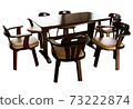 Dining Table and chairs isolated on white background. Luxury and modern dining table sets in different style and sizes. Stone table top, tempered glass, wooden table top and comfortable dining chairs. 73222874