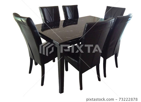 Dining Table and chairs isolated on white background. Luxury and modern dining table sets in different style and sizes. Stone table top, tempered glass, wooden table top and comfortable dining chairs. Dining Table and chairs isolated on white background. Luxury and modern dining table sets in different style and sizes. Stone table top, tempered glass, wooden table top and comfortable dining chairs. 73222878