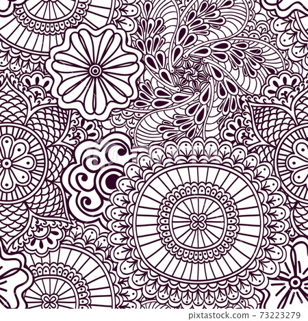 Seamless zenart pattern based on Indian henna painting. Seamless zenart pattern based on Indian henna painting. 73223279