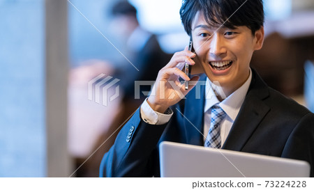 Businessman Male Office Lounge Smartphone Laptop Businessman Male Office Lounge Smartphone Laptop 73224228