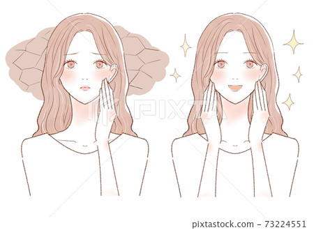 Before and after for women suffering from dry skin 73224551