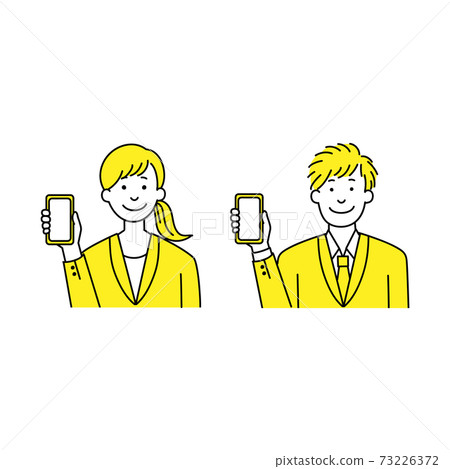 商務人士男人和女人手裡拿著智能手機 73226372