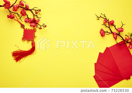 Chinese New Year decoration yellow background Chinese New Year decoration yellow background 73226530