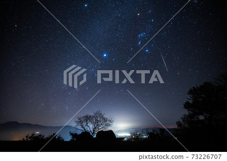 雙子座流星群 雙子座流星群和冬季大三角形 照片素材 圖片 圖庫