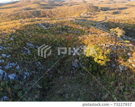 秋吉台的石灰石和薄野草原的鳥瞰圖 秋吉台的石灰石和薄野草原的鳥瞰圖 73227937