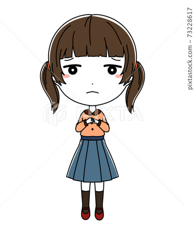 Full body illustration of a girl with a depressed look 73228617