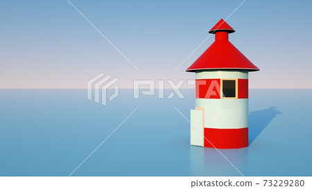 3d visualization of buildings on the water, a lighthouse on a blue background. Architectural design element, layout. 3d visualization of buildings on the water, a lighthouse on a blue background. Architectural design element, layout. 73229280