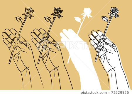 Illustration of a hand holding a single rose [4 variations] 73229536