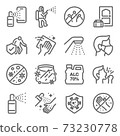 Covid-19 prevention icon illustration vector set. Contains such icons as Coronavirus, Clean, Anti-bacteria, sanitizer products, wash your hands, wear a mask, and more. Expanded Stroke 73230778
