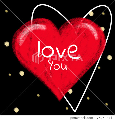 Illustration red heart with text love you on a 73230841