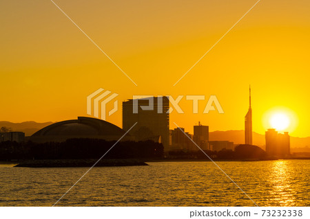 Night view of PayPay Dome / Fukuoka Tower 73232338