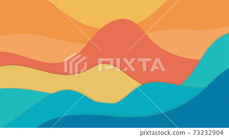 Colorful abstract background in paper cut style. vector landscape wave design 73232904